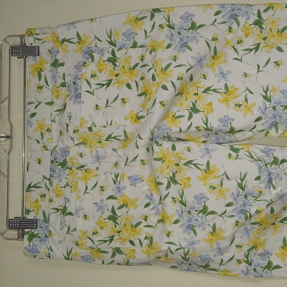 Calvin Klein White Yellow Tropic Floral Skinny Ankle Jeans Pants Mid Rise Size 6 - Picture 6 of 16